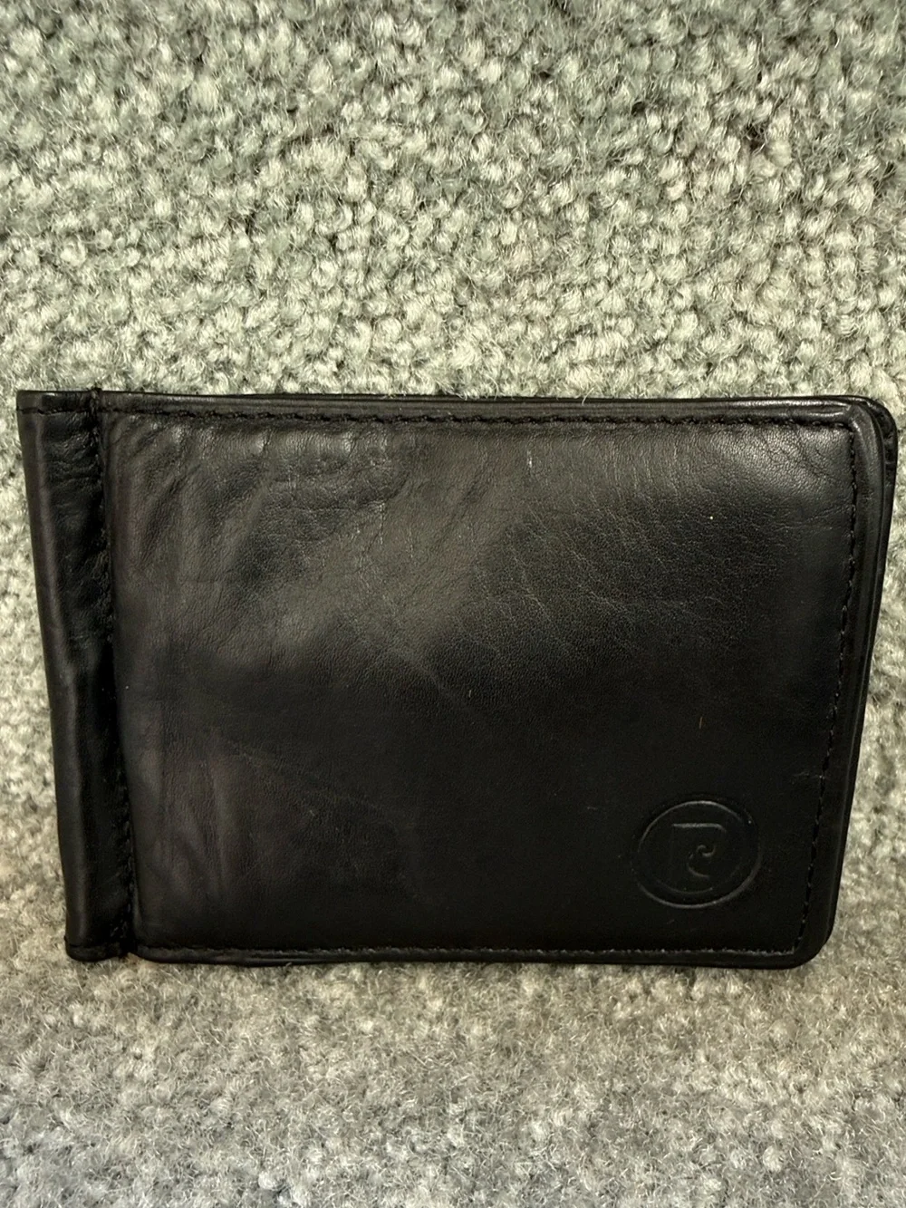 Rare Vintage Pierre Cardin Boutique Black Leather Money Clip Wallet